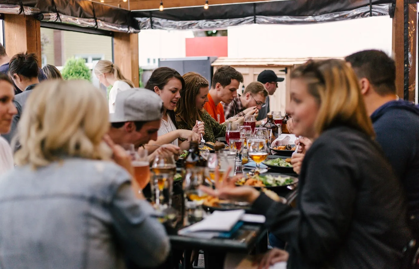 Community gathering around a shared table